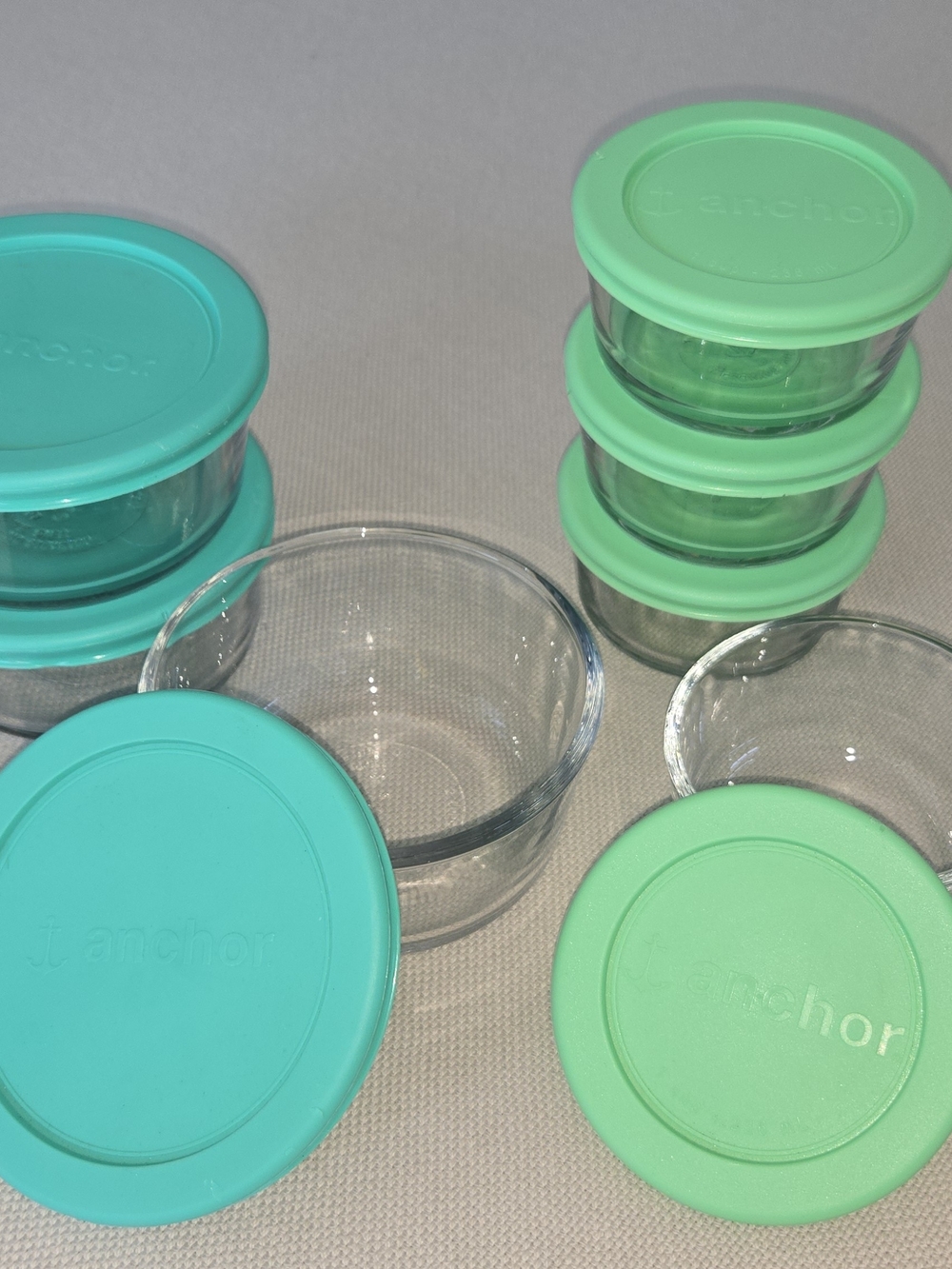 Anchor Hocking Teal & Mint Glass Food Storage Set